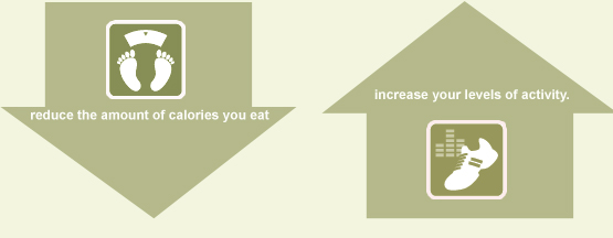 reduce the amount of calories you eat and increase your levels of activity